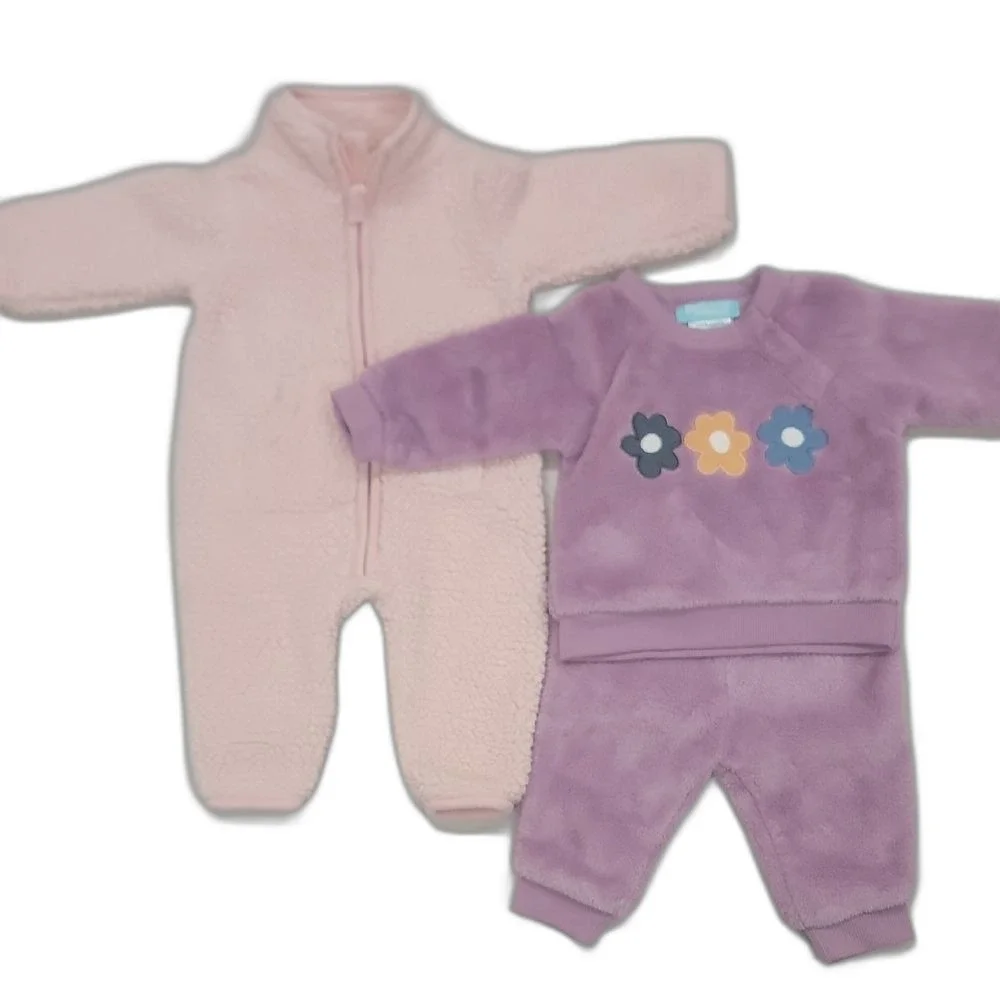 Carter's Baby Girl Pink Purple Floral Footie Outfit Set